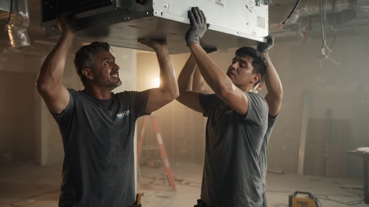 Video: a call comes in while the team is installing an air conditioner