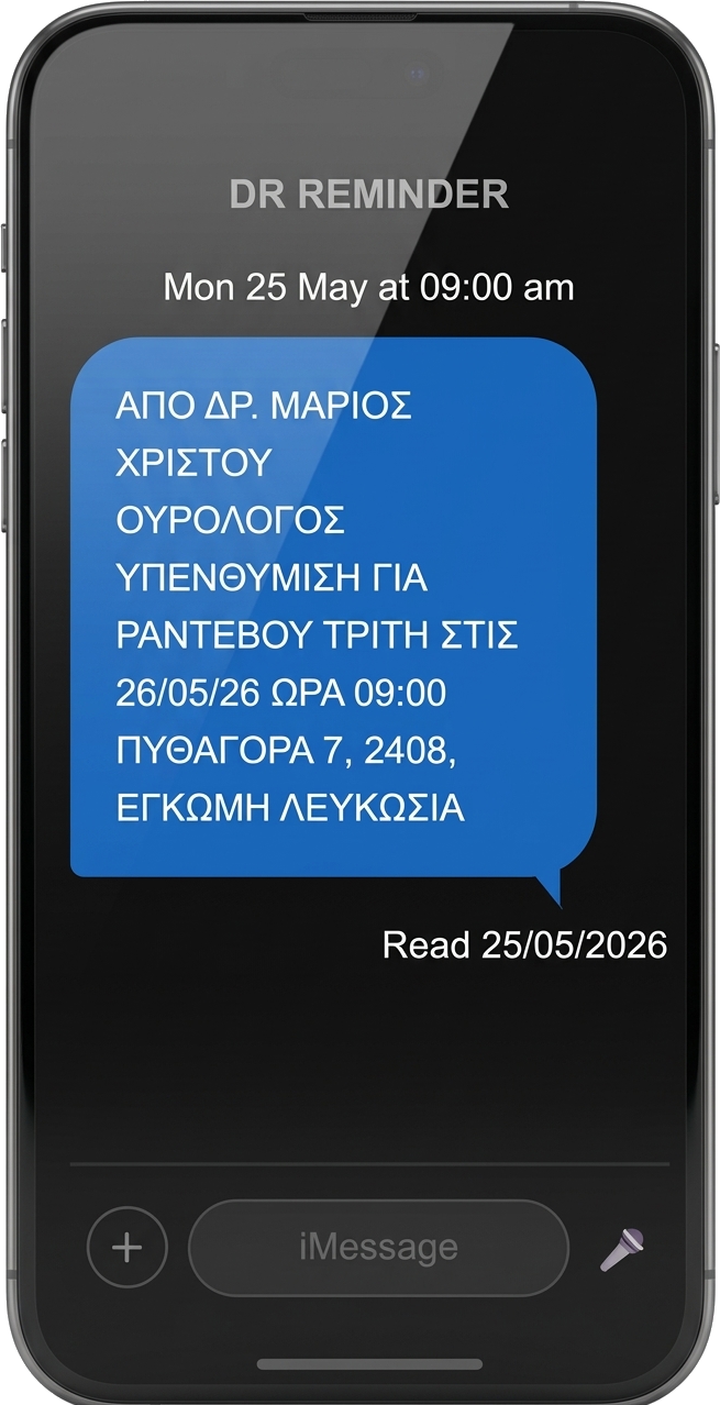 Παράδειγμα SMS υπενθύμισης στα Ελληνικά